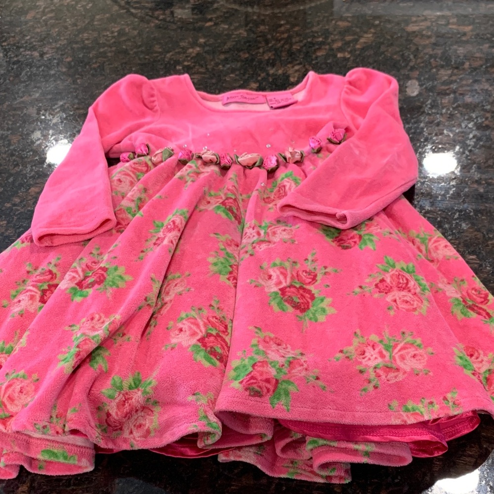Betsey Johnson Vibrant Pink velour holiday dress.
